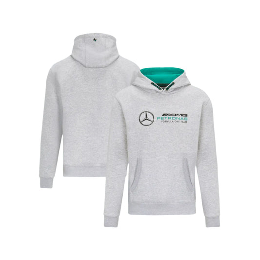 Mercedes AMG Petronas F1 Logo Hooded Sweat - Grey - Unisex