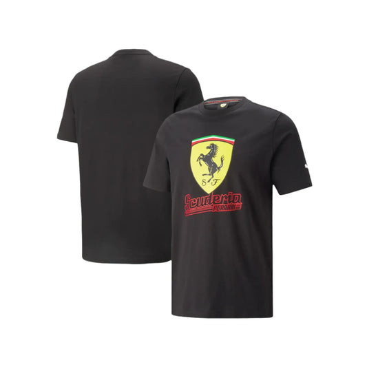 Scuderia Ferrari Race Big Shield T-Shirt Heritage by Puma - Black - Fedcrow Racegear