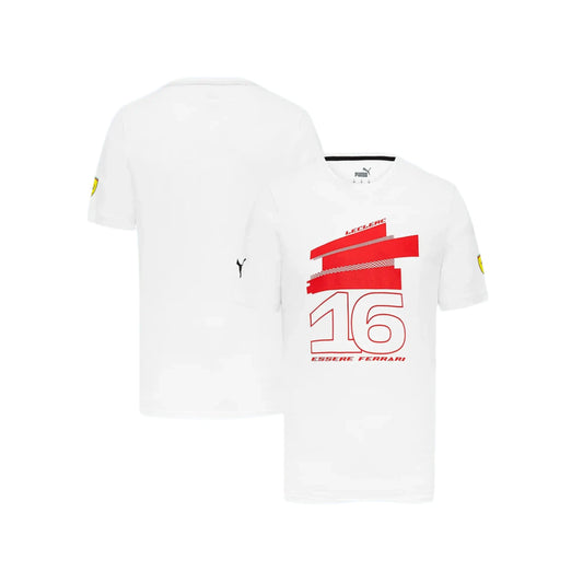 Scuderia Ferrari Puma Charles Leclerc Driver T-Shirt - White - Fedcrow Racegear